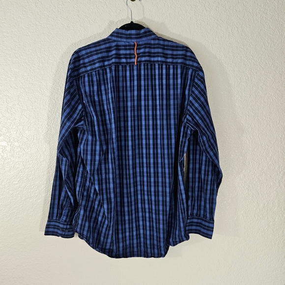 Izod Blue Plaid Long Sleeve Button Down Shirt - Picture 7 of 11